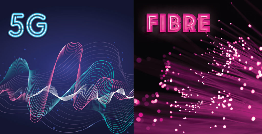 5G microwaves pattern vs fibre optic cables image